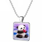 Fako Bijoux® - Ketting - Cabochon - Vierkant - Panda -, Verzenden, Nieuw