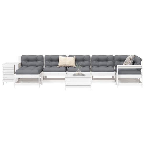 vidaXL 9-delige Loungeset massief grenenhout wit, Tuin en Terras, Tuinsets en Loungesets, Loungeset, Nieuw, Verzenden