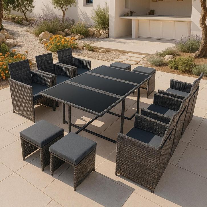 Tuinset 11-delig Laredo loungeset gevlekt grijs, Tuin en Terras, Tuinsets en Loungesets, Verzenden