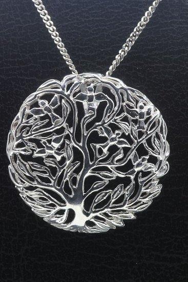 Zilveren Levensboom bol ketting hanger, Sieraden, Tassen en Uiterlijk, Kettinghangers, Verzenden