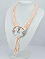 Koraal - Zilver, Verguld - Halsketting - Antiek roze koraal