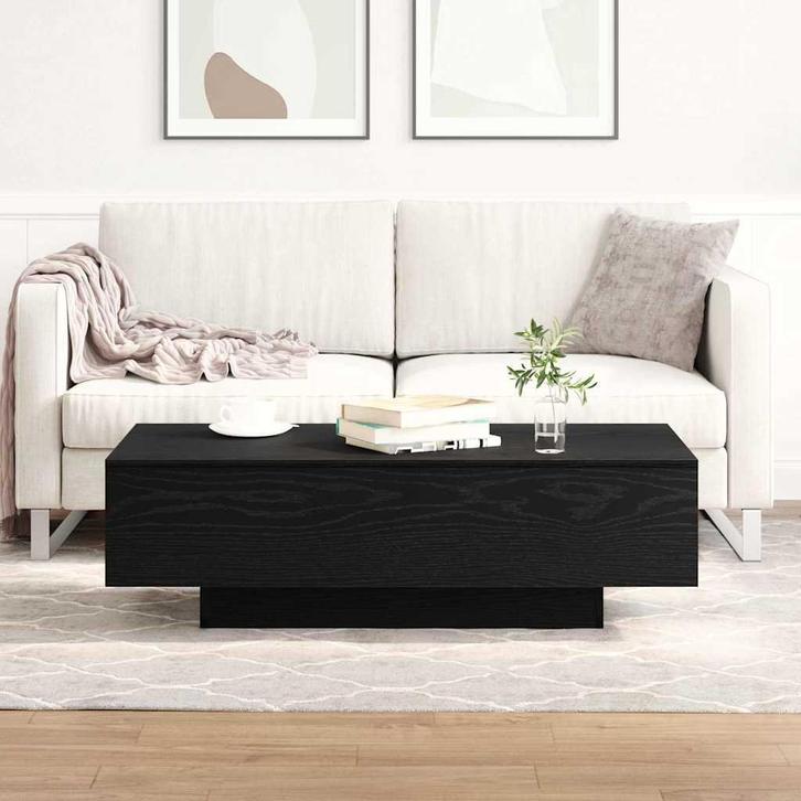 vidaXL Salontafel Zwart eiken 100 x 49.5 x 31 cm Bewerkt, Huis en Inrichting, Tafels | Salontafels, Nieuw, Minder dan 50 cm, Overige houtsoorten