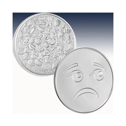 Wereld. Silver medal Emoji Frowny 2023 , 1 Oz (.999) (Zonder, Postzegels en Munten, Munten | Europa | Niet-Euromunten