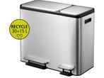 EKO - EcoCasa Recycler pedaalemmer 30+15 liter - Stainless, Verzenden, Zo goed als nieuw