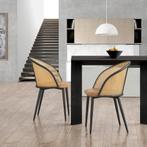 [en.casa] Eetkamerstoel Gagnef set van 2 bruin en zwart 82x5, Huis en Inrichting, Stoelen, Verzenden, Nieuw