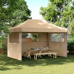vidaXL Partytent inklapbaar pop-up met 3 zijwanden beige, Verzenden, Nieuw, Partytent