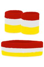 Kinder Zweetbandjes Set Rood Wit Geel Kind Hoofdband Polsban, Ophalen of Verzenden, Nieuw, Carnaval, Accessoires