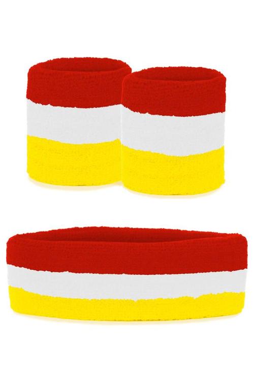 Kind Zweetbandjes Set Rood Wit Geel Kinder Hoofdband Polsban, Kleding | Dames, Carnavalskleding en Feestkleding, Accessoires, Nieuw