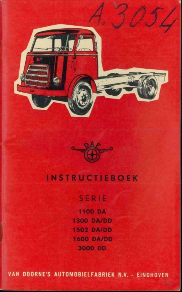 1962 Daf serie 1100 1300 1502 1600 3000 DA/DD instructieboek, Auto diversen, Handleidingen en Instructieboekjes, Verzenden