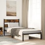 vidaXL Bedframe zonder matras metaal gerookt eikenkleurig, 90 cm, Eenpersoons, Bruin, Verzenden
