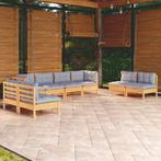 vidaXL 8-delige Loungeset met grijze kussens massief, Verzenden, Nieuw, Loungeset