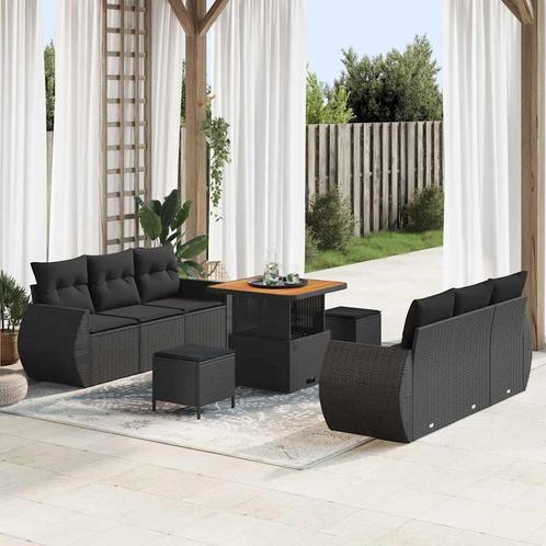 vidaXL Tuin Sofa Set 9 pcs Zwart poly rattan, Tuin en Terras, Tuinsets en Loungesets, Nieuw, Verzenden
