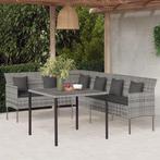 vidaXL 2-delige Tuinset met kussens poly rattan grijs, Tuin en Terras, 2 zitplaatsen, Nieuw, Tuinset, Verzenden