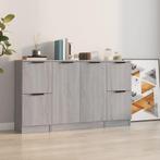 vidaXL Dressoirs 3 st bewerkt hout grijs sonoma eikenkleurig, Huis en Inrichting, Verzenden, Nieuw, 50 tot 100 cm, 25 tot 50 cm