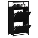 vidaXL Schoenenkast 60x34x112 cm bewerkt hout zwart, Huis en Inrichting, Verzenden, Nieuw