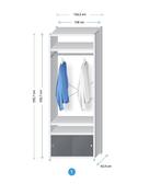Garderobekast met schuifdeurset 105cm breed, 100 tot 150 cm, 200 cm of meer, Nieuw, Metaal