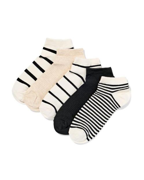 HEMA Dames enkelsokken strepen - 5 paar beige 2+1 gratis, Kleding | Dames, Sokken en Kousen, Nieuw, Verzenden
