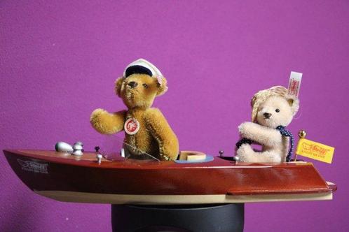 Steiff: Teddyberen set met houten boot, EAN 037405 -, Antiek en Kunst, Antiek | Speelgoed