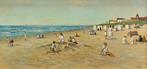 L. van Vugt (XX) - Op het strand op een zomerse dag, Antiek en Kunst