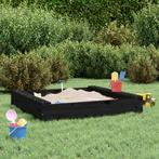 vidaXL Zandbak met bankjes vierkant massief grenenhout zwart, Kinderen en Baby's, Speelgoed | Buiten | Zandbakken, Verzenden, Nieuw
