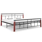 vidaXL Bedframe metaal en massief eikenhout 200x200 cm, Verzenden, Zwart, Overige maten, 200 cm