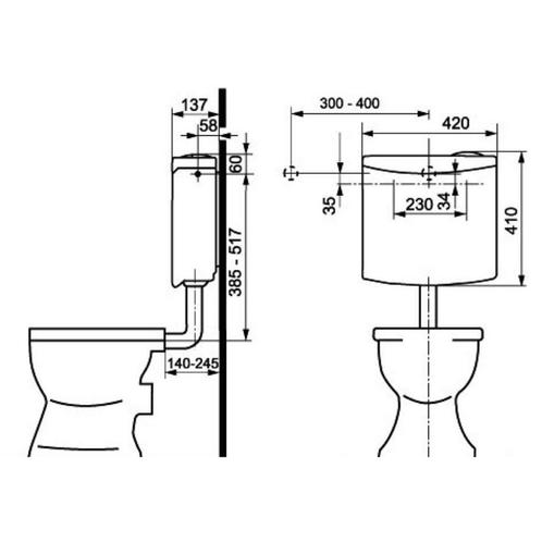 Laaghangend Reservoir Plieger Weser Dualflush 3-6/9L, Doe-het-zelf en Verbouw, Sanitair, Ophalen of Verzenden