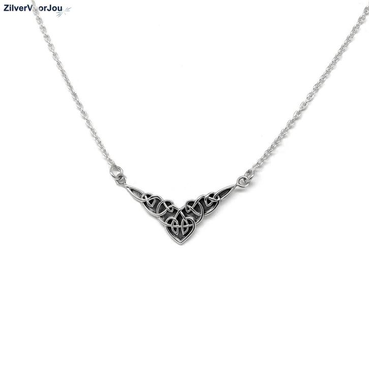 Zilveren klassieke keltische knoop ketting 40 cm, Sieraden, Tassen en Uiterlijk, Kettingen, Nieuw, Verzenden