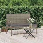 vidaXL Tuinbank met kussen 105 cm poly rattan grijs, Verzenden, Nieuw, Rotan