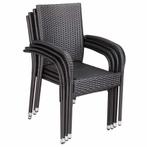 Polyrattan Stapelstoel Comfort Set van 4 kleur Bruin, Tuin en Terras, Verzenden, Nieuw