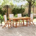 vidaXL 5-delige Tuinset massief acaciahout en textileen, 4 zitplaatsen, Nieuw, Tuinset, Verzenden