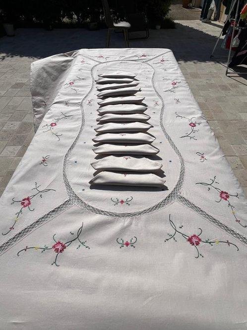 Tafelkleed (13) - 250 cm - 160 cm - Handgemaakt werk, Antiek en Kunst, Antiek | Kleden en Textiel