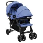 vidaXL Tweelingkinderwagen tandem staal marineblauw, Verzenden, Nieuw