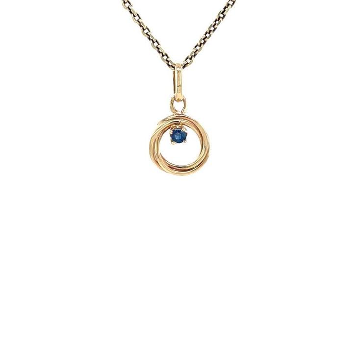 Gouden hanger met saffier 14 karaat, Sieraden, Tassen en Uiterlijk, Kettinghangers, Blauw, Zo goed als nieuw, Goud, Verzenden