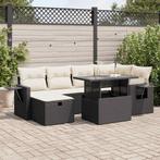 vidaXL 7-delige Loungeset met kussens poly rattan zwart, Tuin en Terras, Verzenden, Nieuw, Rotan, Loungeset