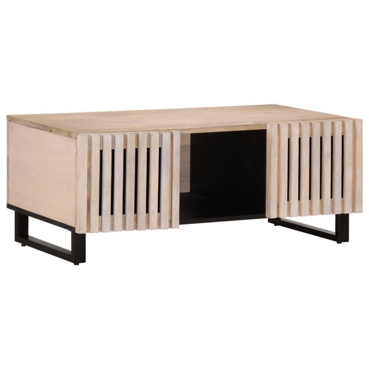 vidaXL Salontafel 100x55x40 cm massief mangohout wit, Huis en Inrichting, Tafels | Salontafels, 100 tot 150 cm, Nieuw, Overige houtsoorten