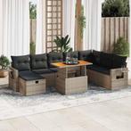 vidaXL 9-delige Loungeset met kussens poly rattan acacia, Verzenden, Nieuw, Rotan, Loungeset