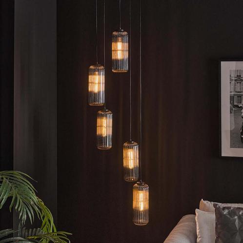 *WOONWINKEL* Hanglamp Getrapt Met Glazen Cylinders, Huis en Inrichting, Lampen | Hanglampen, Nieuw, Verzenden