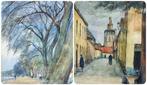 Leo Mechelaere 1880-1964 - straat zicht en landschap 2, Antiek en Kunst, Kunst | Schilderijen | Klassiek