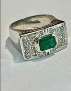 Cocktailring - 18 karaat Witgoud Smaragd - Diamant, Sieraden, Tassen en Uiterlijk, Antieke sieraden