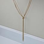 Goudkleurige lange ketting met knoop hanger nieuw, Verzenden, Nieuw, Goud, Overige materialen