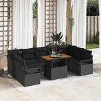 vidaXL Tuin Sofa Set met kussen met kussen 10 pcs Zwart en, Verzenden, Nieuw, Rotan