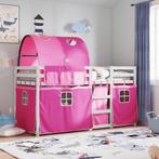 vidaXL Stapelbed met gordijnen 80x200 cm grenenhout roze, Huis en Inrichting, Eenpersoons, Verzenden, Nieuw, 80 cm