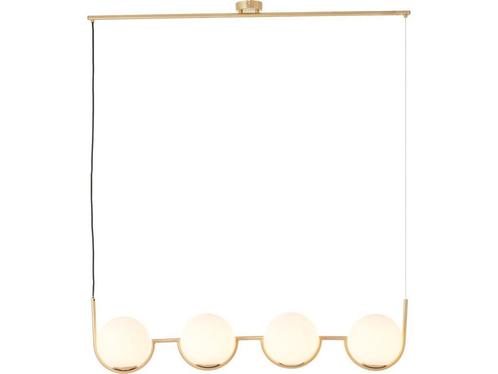 Brilliant Glint hanglamp 4-vlammig hout/messing glas/metaal, Huis en Inrichting, Woonaccessoires | Overige, Nieuw, Verzenden
