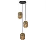 Oosterse hanglamp bamboe met zwart 3-lichts - Yvonne, Huis en Inrichting, Lampen | Hanglampen, Nieuw, Oosters, 75 cm of meer