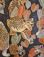 Weefsel prestigieus Oosters met Leopardi in Art Deco -