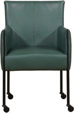 Groene leren moderne kuipstoel - poot rond zwart met wiel -, Huis en Inrichting, Stoelen, Nieuw, Leer, Ophalen of Verzenden, Eén