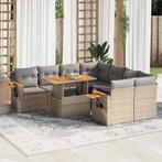 vidaXL 9-delige Loungeset met kussens poly rattan acacia, Tuin en Terras, Tuinsets en Loungesets, Verzenden, Nieuw, Rotan, Loungeset
