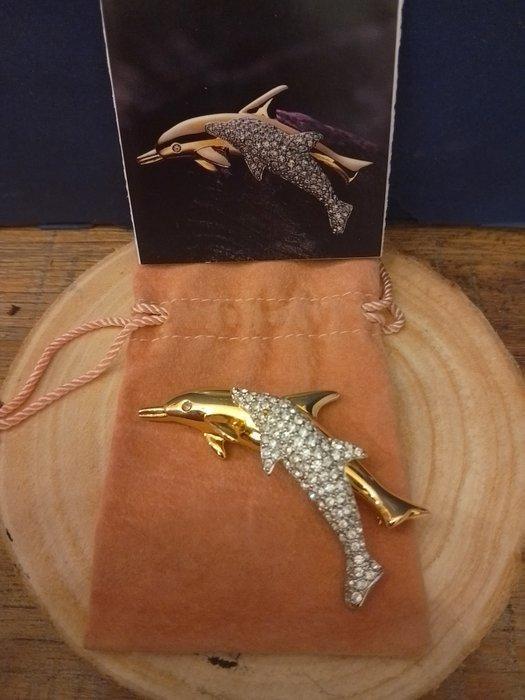 Swarovski - Beeldje - Broche dolfijnen limited edition -, Antiek en Kunst, Curiosa en Brocante