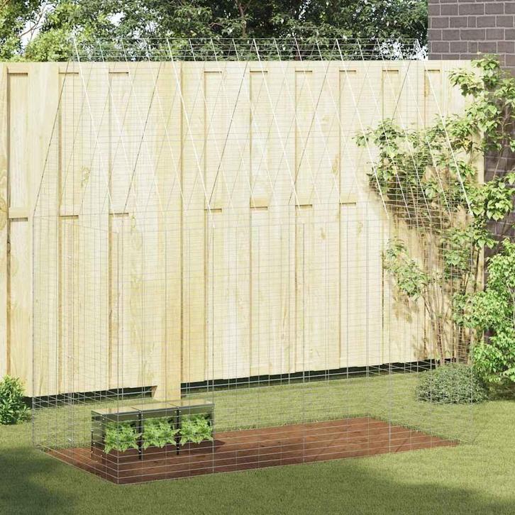 vidaXL Konijnenkooi Zilver 400 x 100 x 210 cm Gegalvaniseerd, Dieren en Toebehoren, Knaagdieren en Konijnen | Hokken en Kooien