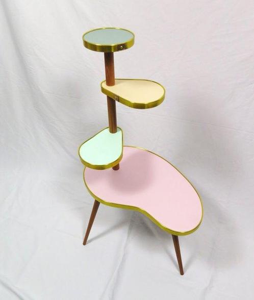 Plantentafel - Hout, Metaal - Bijzettafel Bloemtafel, Antiek en Kunst, Kunst | Designobjecten